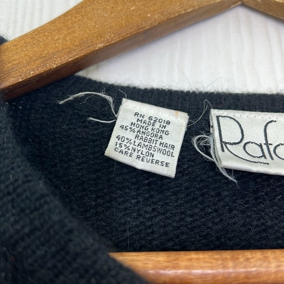 Rafaella - Vintage Rabbit Lambswool Retro Bright Circle Shapes Black Sweater SM - Picture 9 of 10